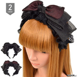 【全品90％オフ】カチューシャ レース リボン フリル ゴシック ヘアアクセサリ...