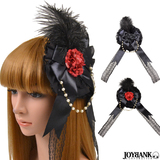 【全品90％オフ】ヘッドドレス 薔薇 リボン 羽根 レース パール ヘッドドレス...
