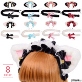 【全品90％オフ】猫耳 フリル リボン カチューシャ ＆ しっぽ セット レース...