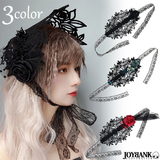 【全品90％オフ】ヘッドドレス フェルト ブラック レース ローズ ゴシック フ...