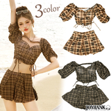 【全品90％オフ】レディース 水着 2点セット タンキニ セパレート チェック柄...