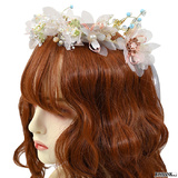 【全品90％オフ】花冠 ヘッドドレス ティアラ 妖精 ビーズ オーガンジー かん...