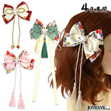 【全品90％オフ】ヘアクリップ おきつねさま 紐飾り 和風 タッセル リボン 狐...