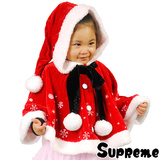 【全品90％オフ】子供服 ケープマント 雪柄 フード付き Xmas キッズ 女の...